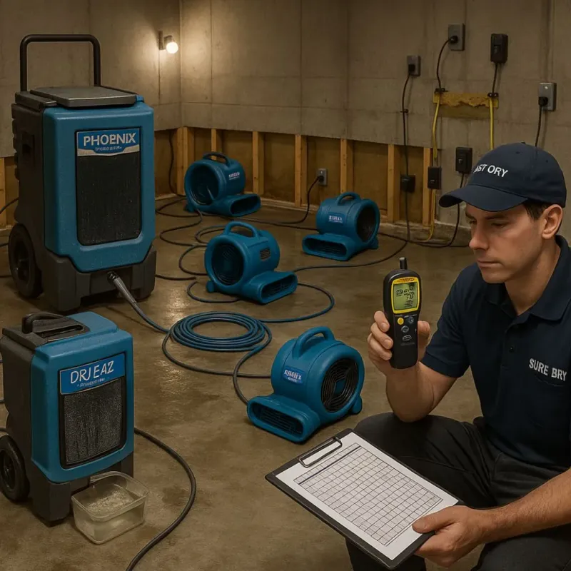 Structural Drying and Dehumidification process in Mount Repose, OH